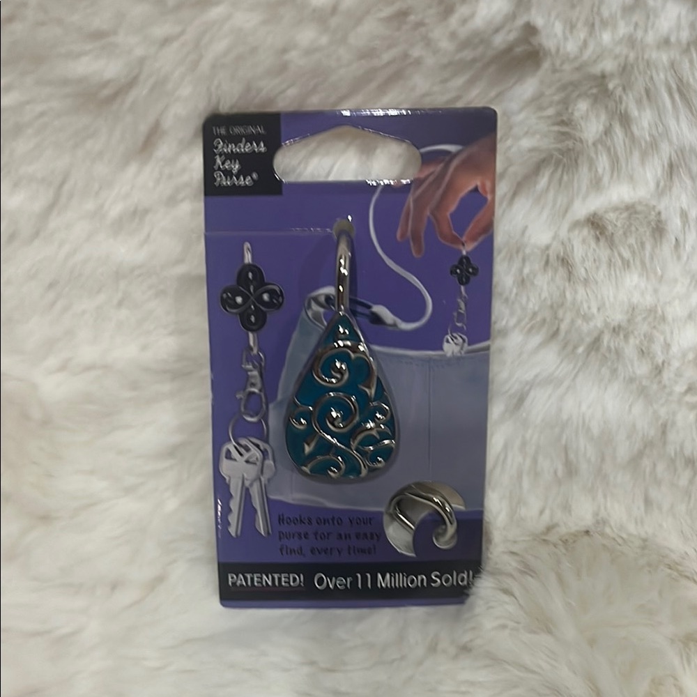 Key Finder Purse Hook with Teal Swirl Design